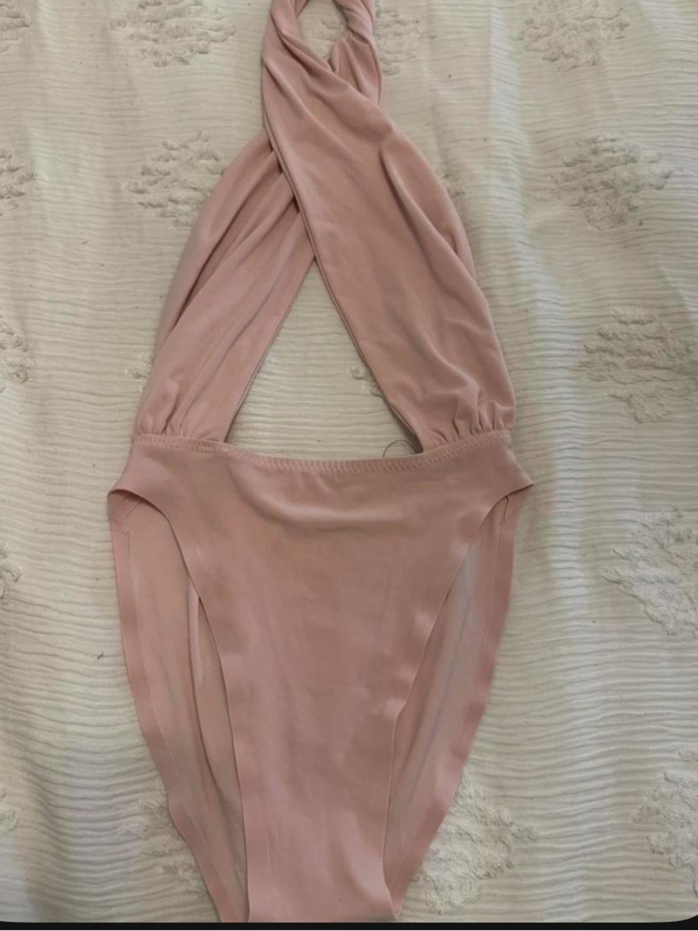 Norma Kamali Dusty Rose Twist Halter One-Piece